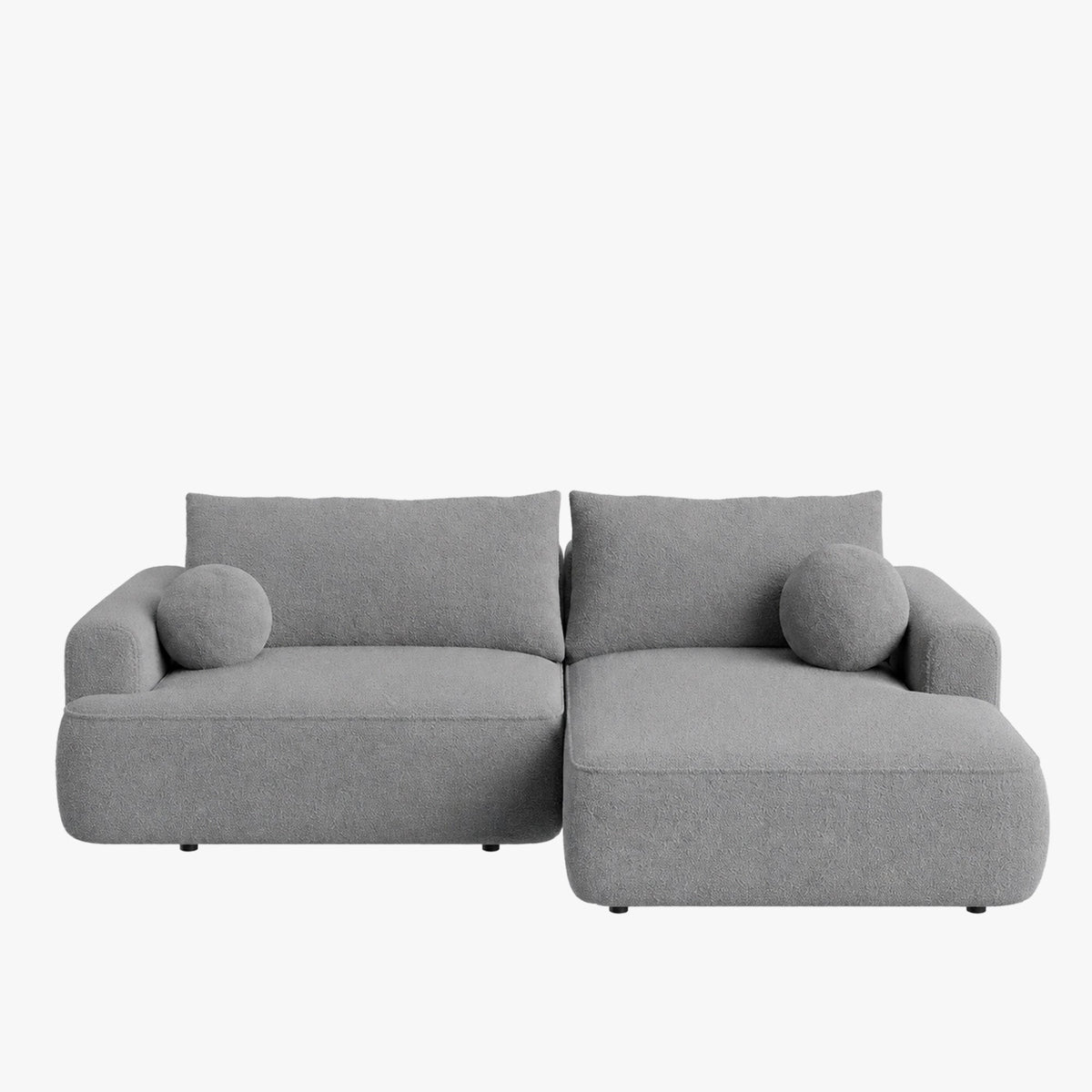 ANAIS Canapé d'angle convertible en tissu bouclette gris - Angle droit - Canapé d'angle convertible - Mobilier Deco