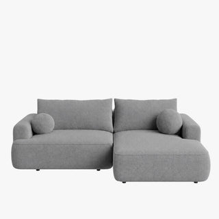 ANAIS Canapé d'angle convertible en tissu bouclette gris - Angle droit