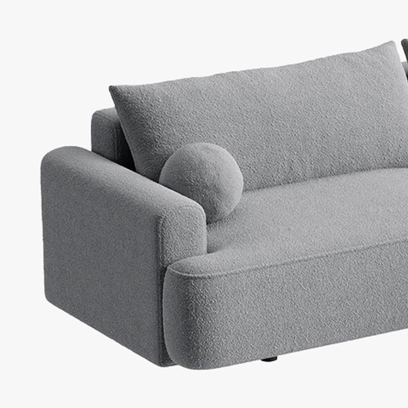 ANAIS Canapé d'angle convertible en tissu bouclette gris - Angle droit - Canapé d'angle convertible - Mobilier Deco