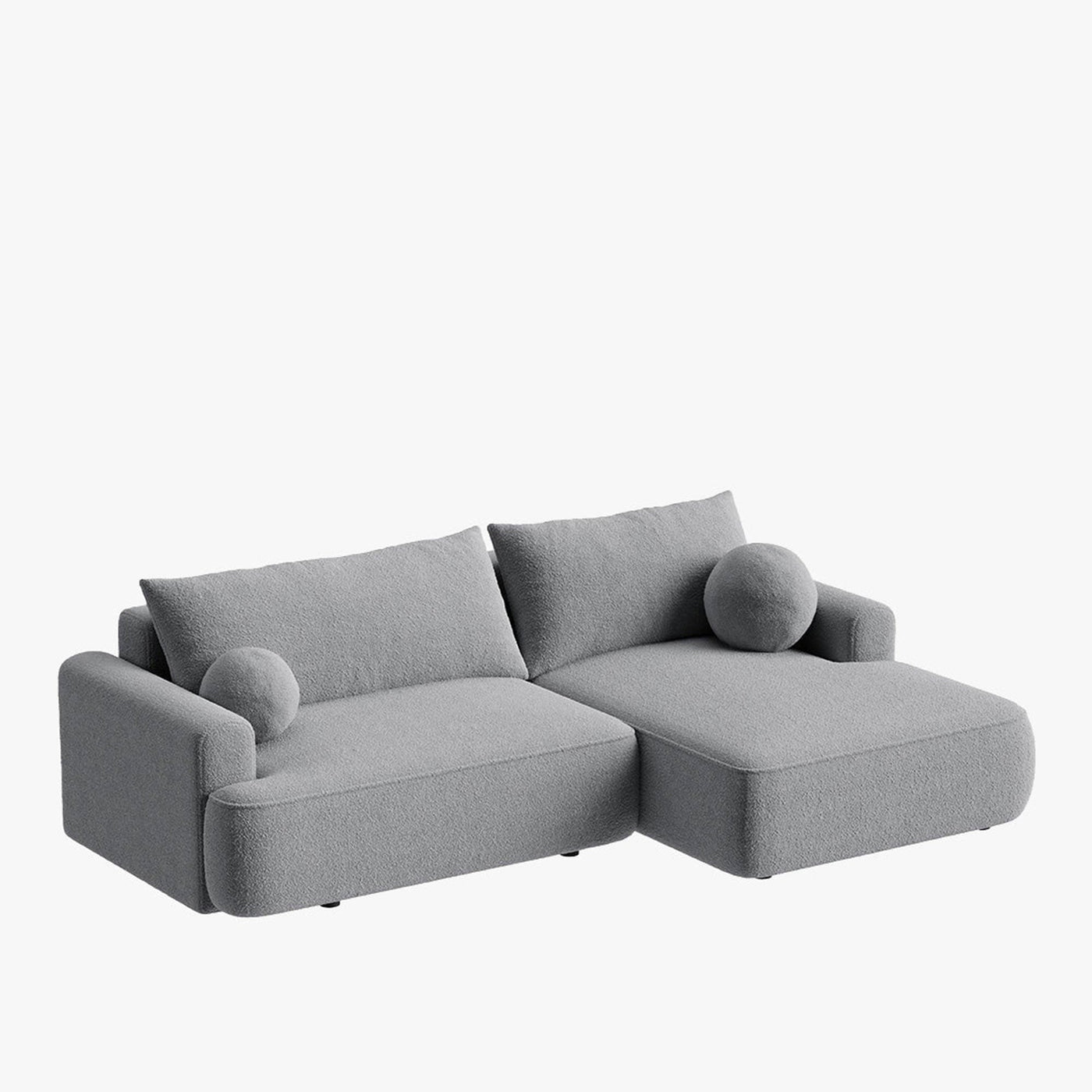 ANAIS Canapé d'angle convertible en tissu bouclette gris - Angle droit - Canapé d'angle convertible - Mobilier Deco