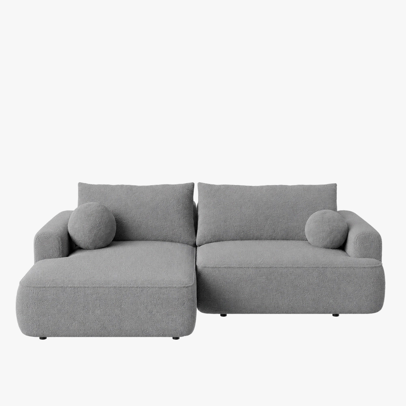 ANAIS Canapé d'angle convertible en tissu bouclette gris - Angle gauche - Canapé d'angle convertible - Mobilier Deco