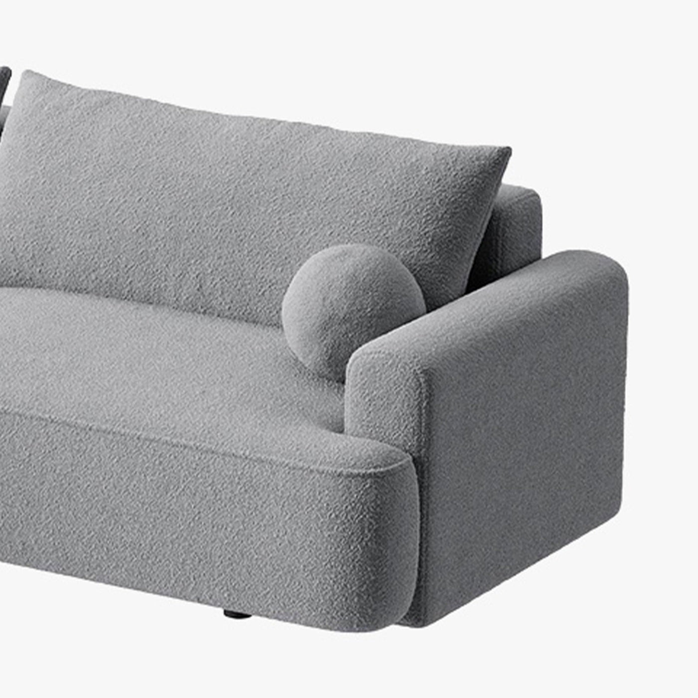 ANAIS Canapé d'angle convertible en tissu bouclette gris - Angle gauche - Canapé d'angle convertible - Mobilier Deco
