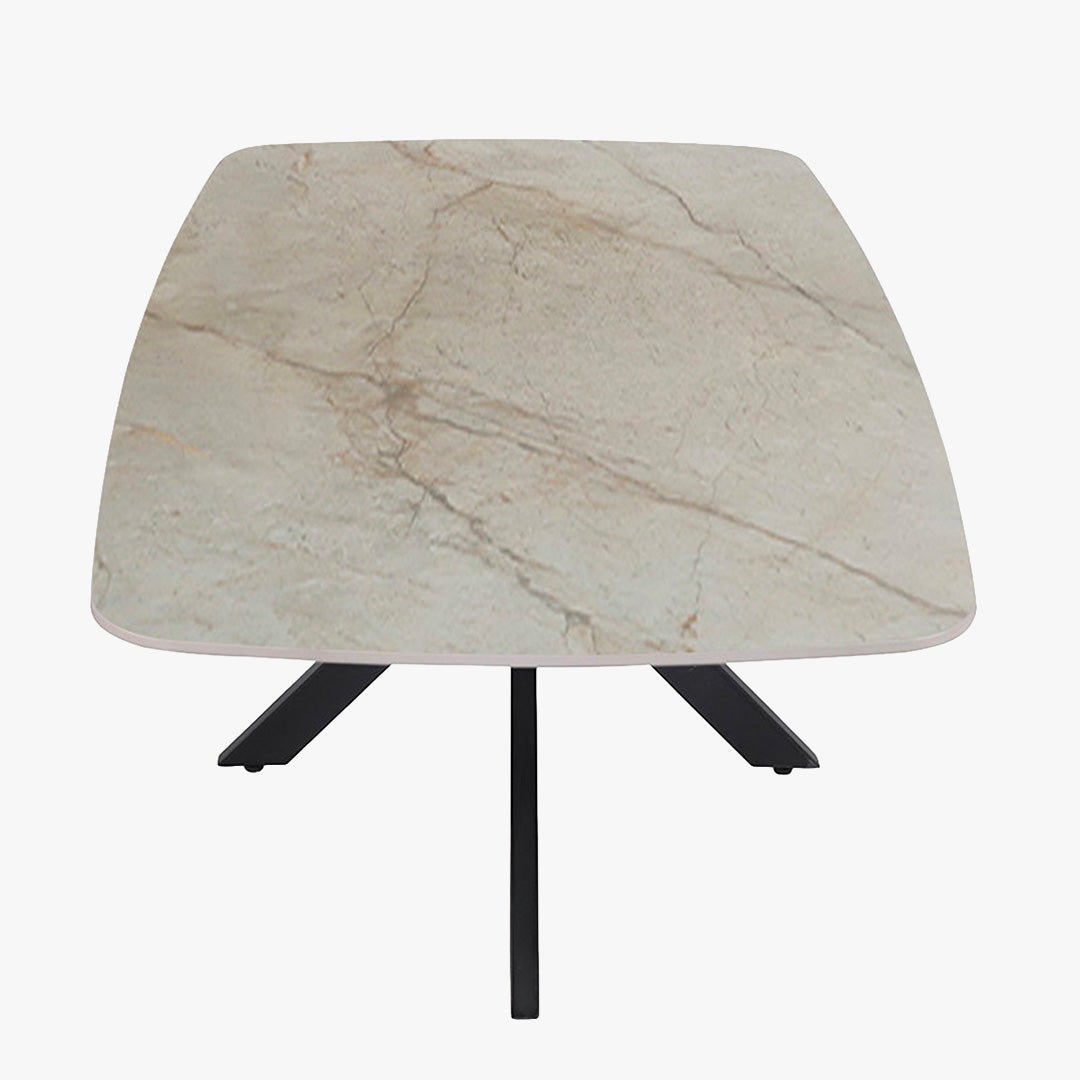 APOLLO Table basse ovale en pierre frittée beige 130 cm - Table basse - Mobilier Deco