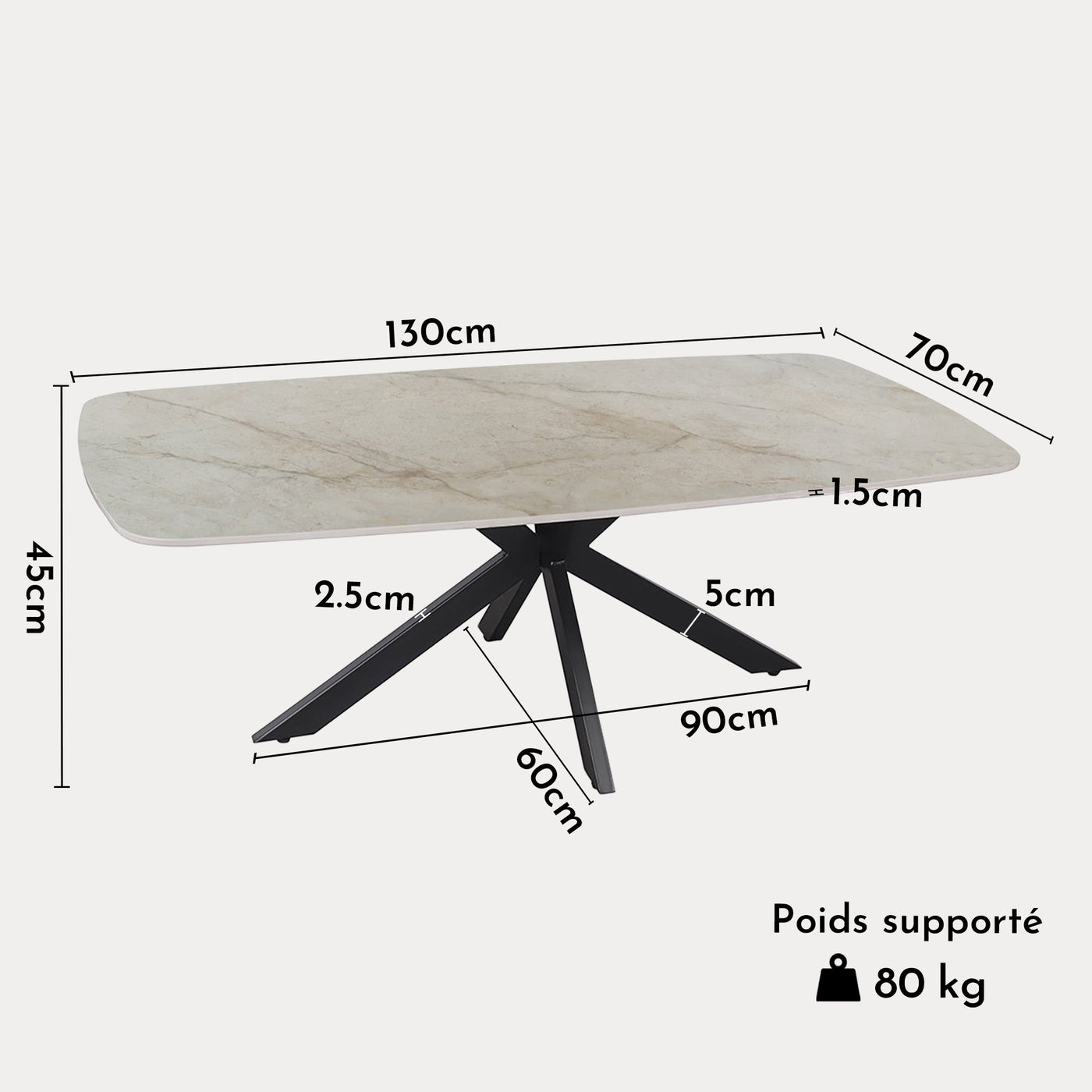 APOLLO Table basse ovale en pierre frittée beige 130 cm - Table basse - Mobilier Deco