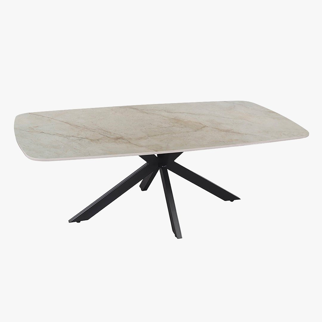 APOLLO Table basse ovale en pierre frittée beige 130 cm - Table basse - Mobilier Deco