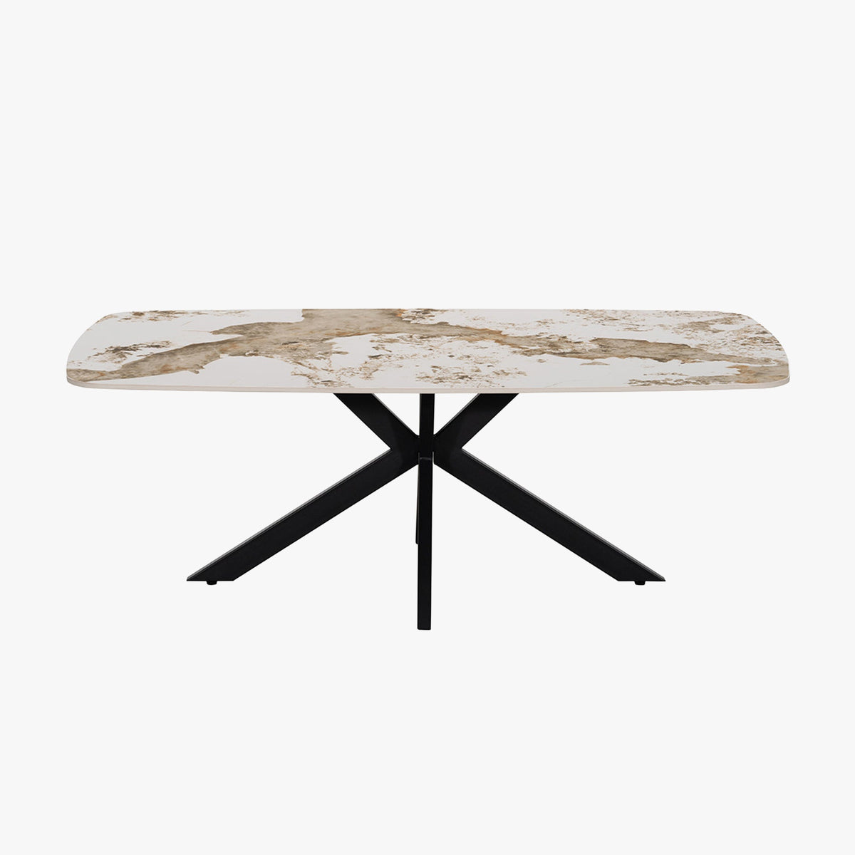 APOLLO Table basse ovale en pierre frittée blanc marbré 130 cm - Mobilier Deco