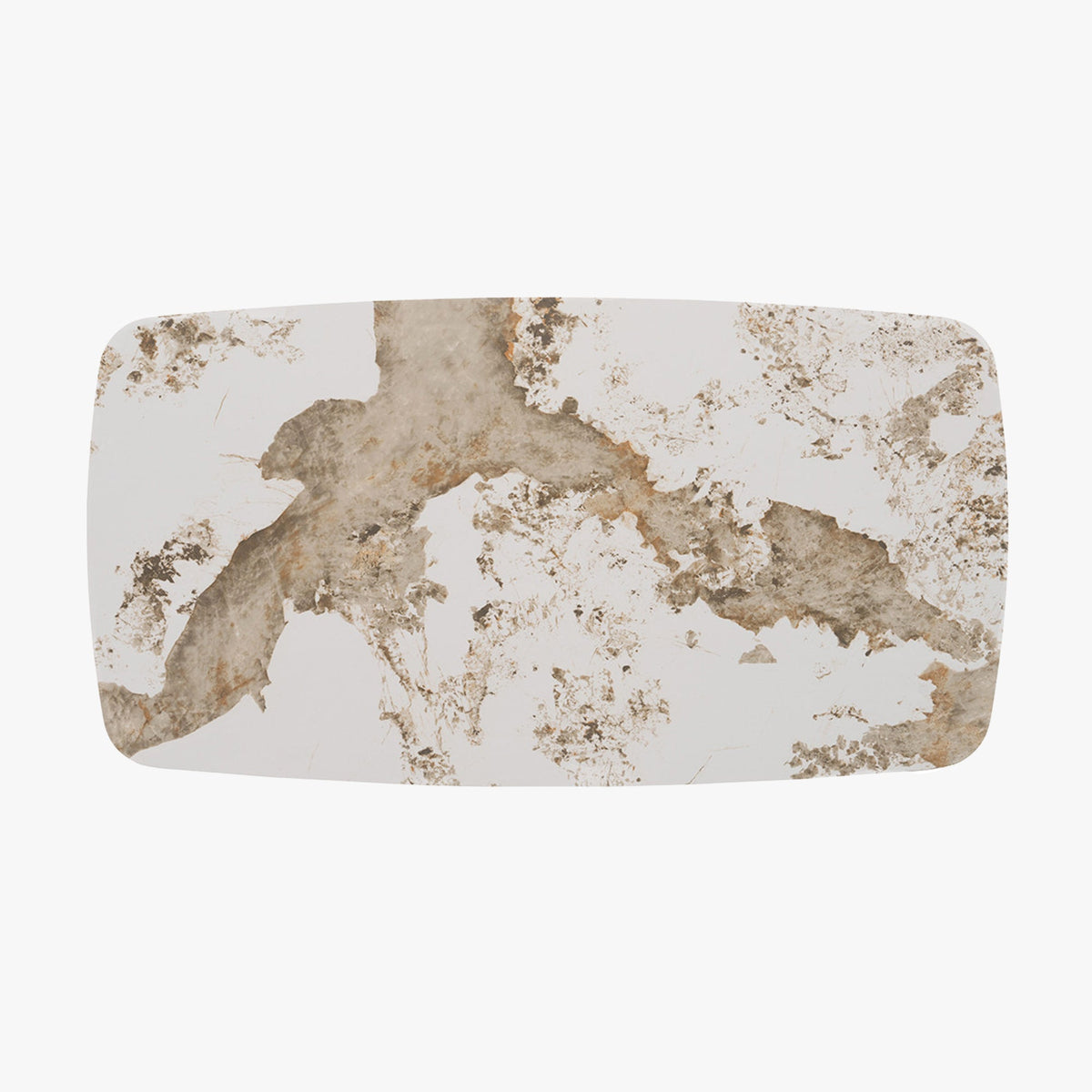 APOLLO Table basse ovale en pierre frittée blanc marbré 130 cm - Mobilier Deco