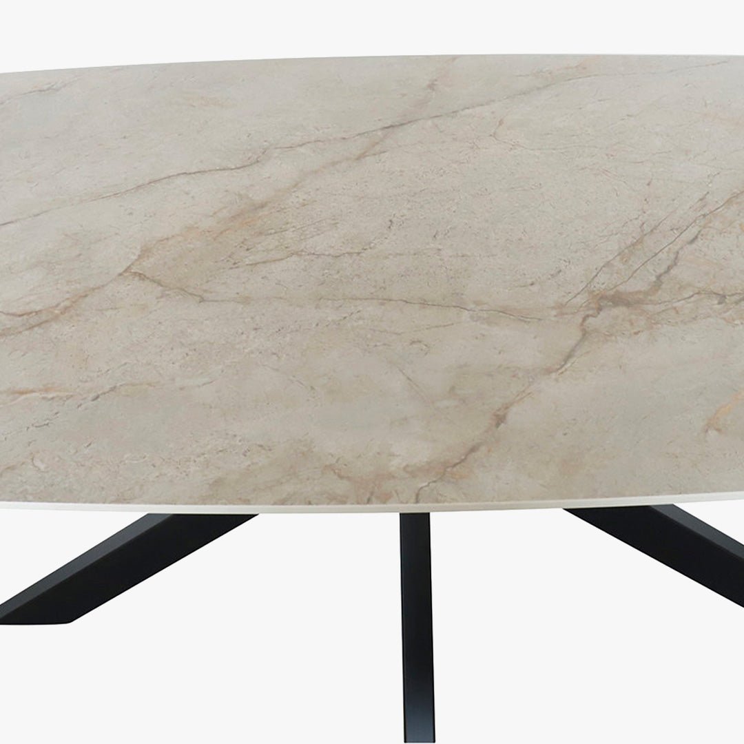APOLLO XL Table à manger en pierre frittée beige 180 cm - Table à manger - Mobilier Deco