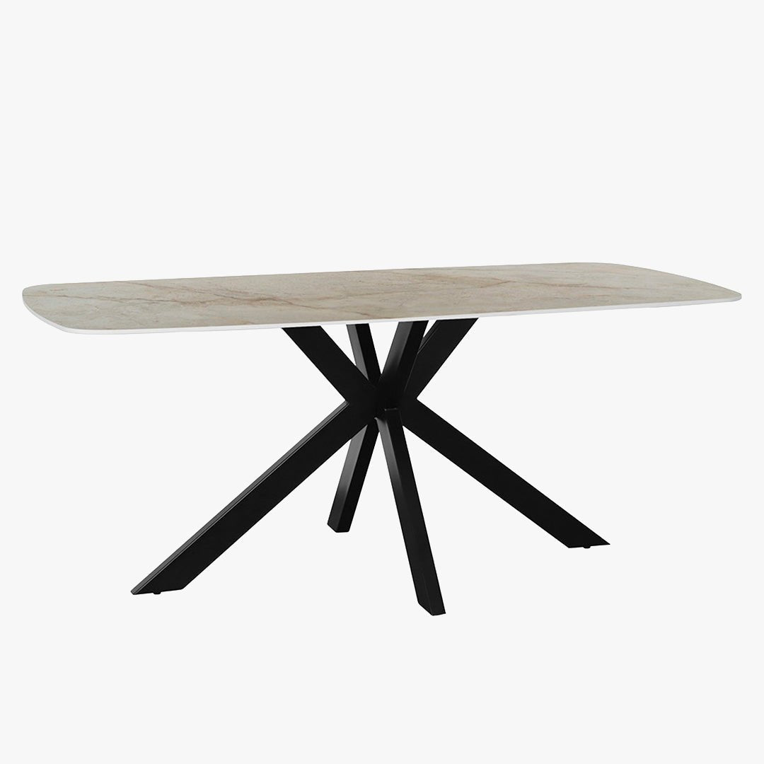 APOLLO XL Table à manger en pierre frittée beige 180 cm - Table à manger - Mobilier Deco