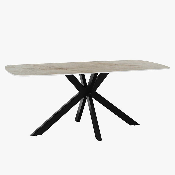 APOLLO XL Table à manger en pierre frittée beige 180 cm