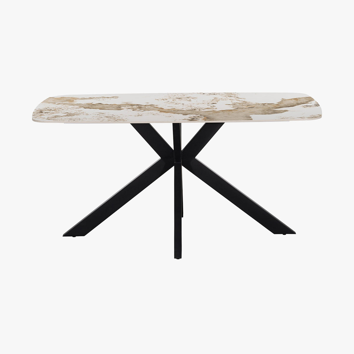 APOLLO XL Table à manger en pierre frittée blanc marbré 180 cm - Mobilier Deco