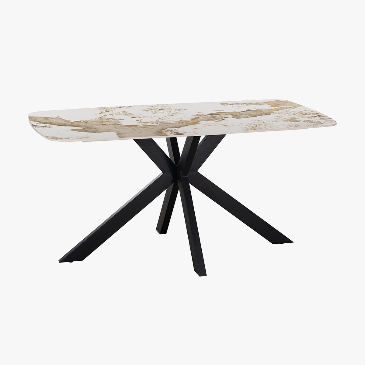 APOLLO XL Table à manger en pierre frittée blanc marbré 180 cm - Mobilier Deco