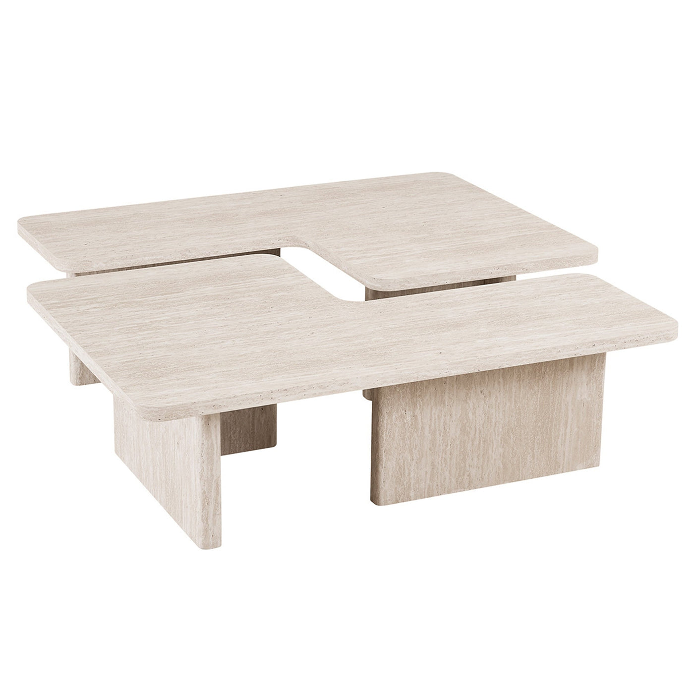ARALLO Table basse modulable couleur travertin beige 120 cm - Table basse - Mobilier Deco