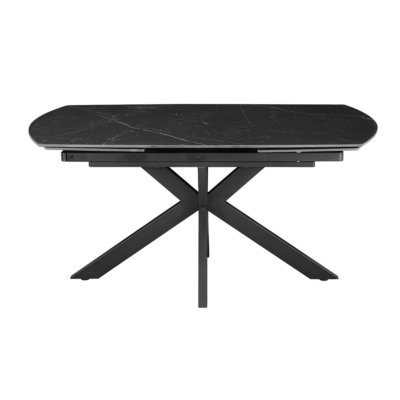ARES Table à manger extensible en pierre frittée et métal noir - Table à manger - Mobilier Deco