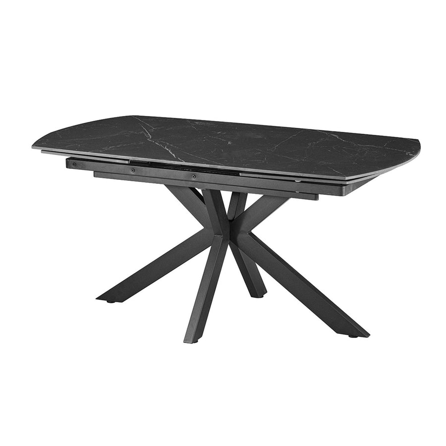 ARES Table à manger extensible en pierre frittée et métal noir — aperçu vidéo