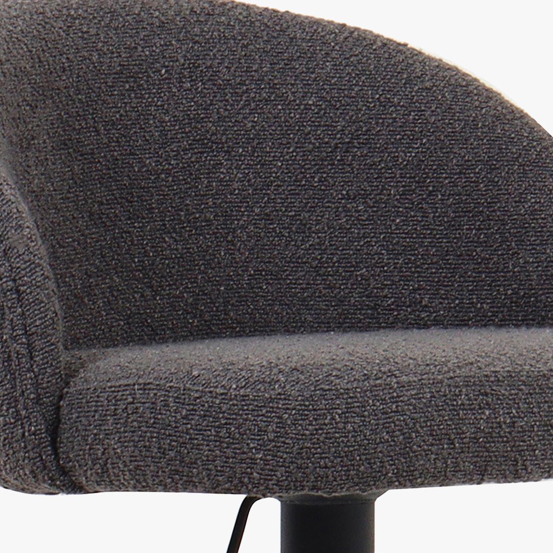 ARIA Lot de 2 tabourets en tissu bouclette gris anthracite piètement métal noir - Tabourets - Mobilier Deco