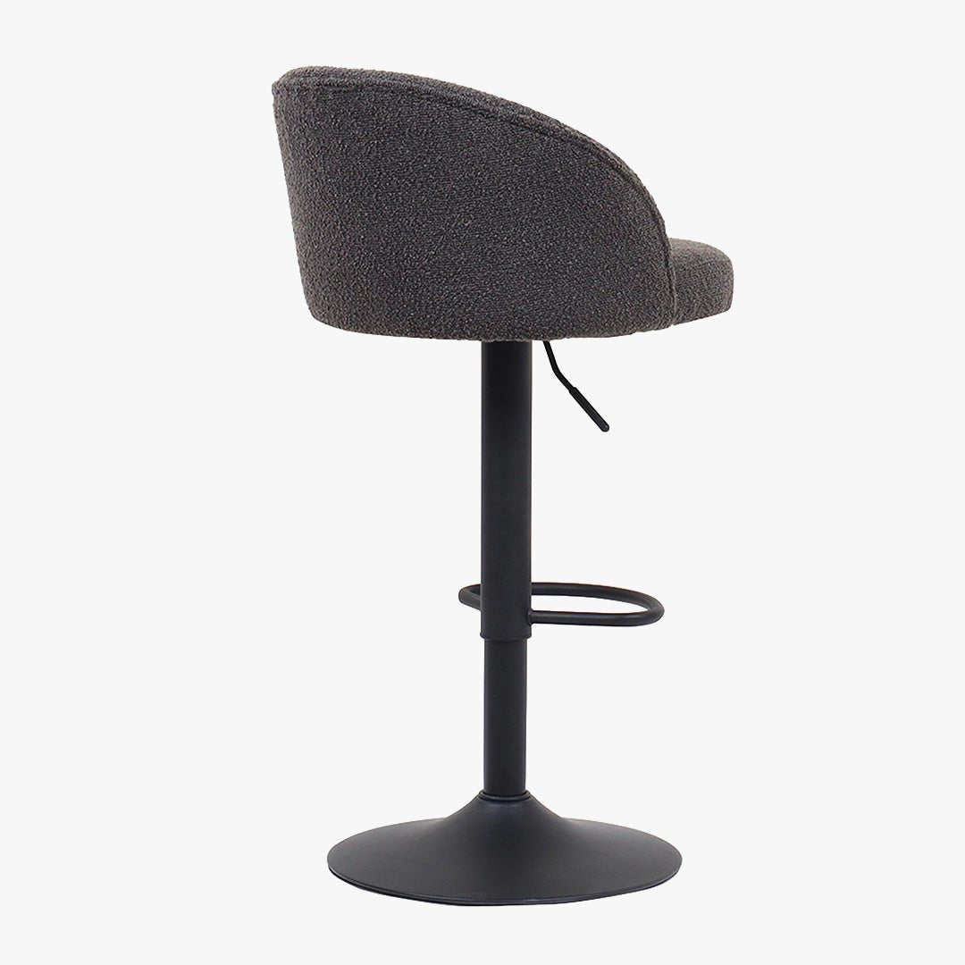ARIA Lot de 2 tabourets en tissu bouclette gris anthracite piètement métal noir - Tabourets - Mobilier Deco