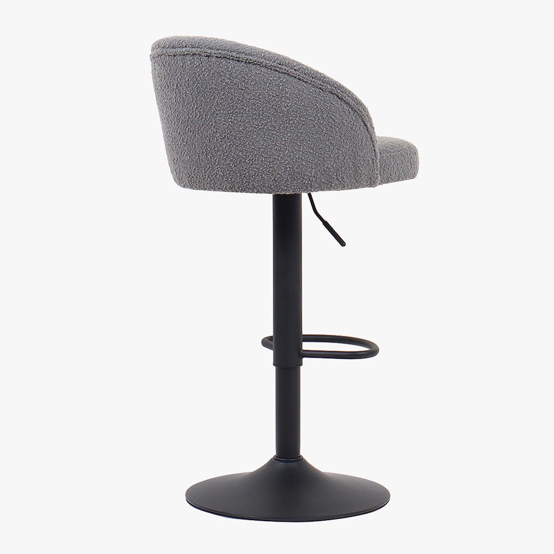 ARIA Lot de 2 tabourets en tissu bouclette gris clair piètement métal noir - Tabourets - Mobilier Deco