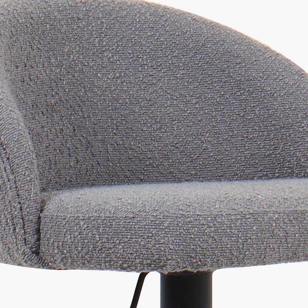 ARIA Lot de 2 tabourets en tissu bouclette gris clair piètement métal noir - Tabourets - Mobilier Deco
