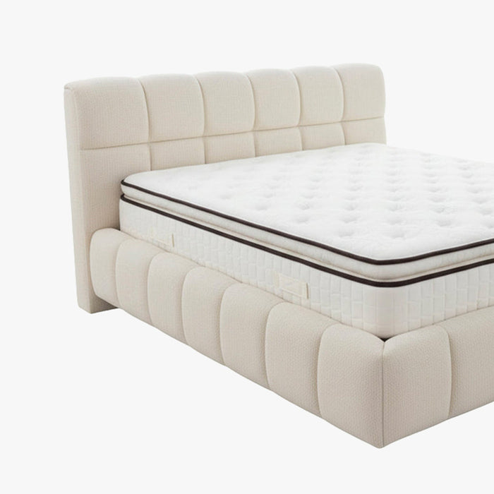 ARIONA Lit double en tissu beige avec coffre 140x190 cm