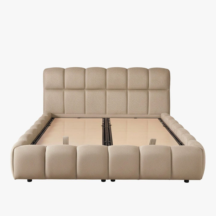 ARIONA Lit double en tissu taupe avec coffre 180x200 cm