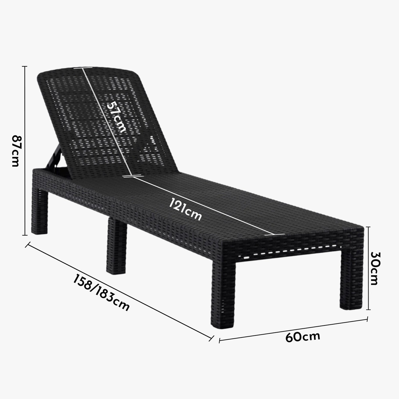 ARIZONA Fauteuil de jardin inclinable et pliable noir - Mobilier de jardin - Mobilier Deco