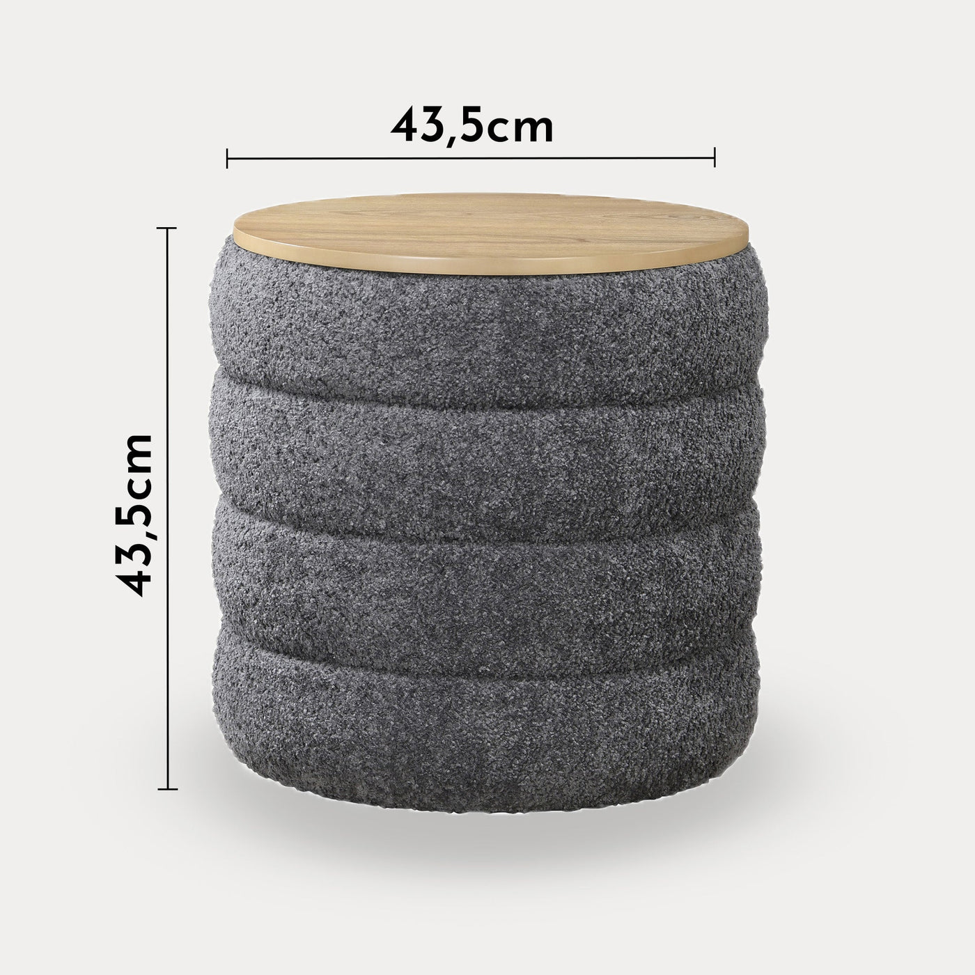 ARTA Pouf coffre effet peau de mouton gris foncé et bois - Poufs - Mobilier Deco