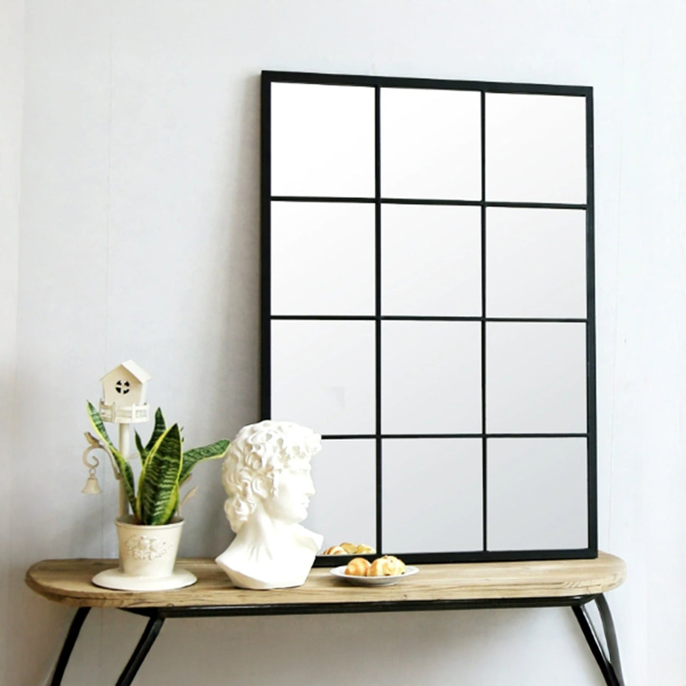 ARYA Miroir mural rectangulaire en fer noir 120x80 cm - Miroirs - Mobilier Deco