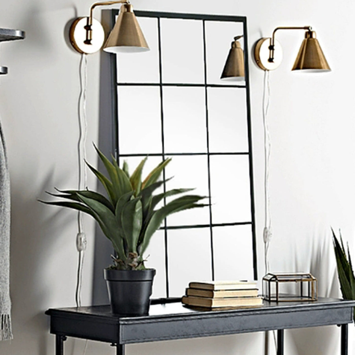 ARYA Miroir mural rectangulaire en fer noir 120x80 cm - Miroirs - Mobilier Deco