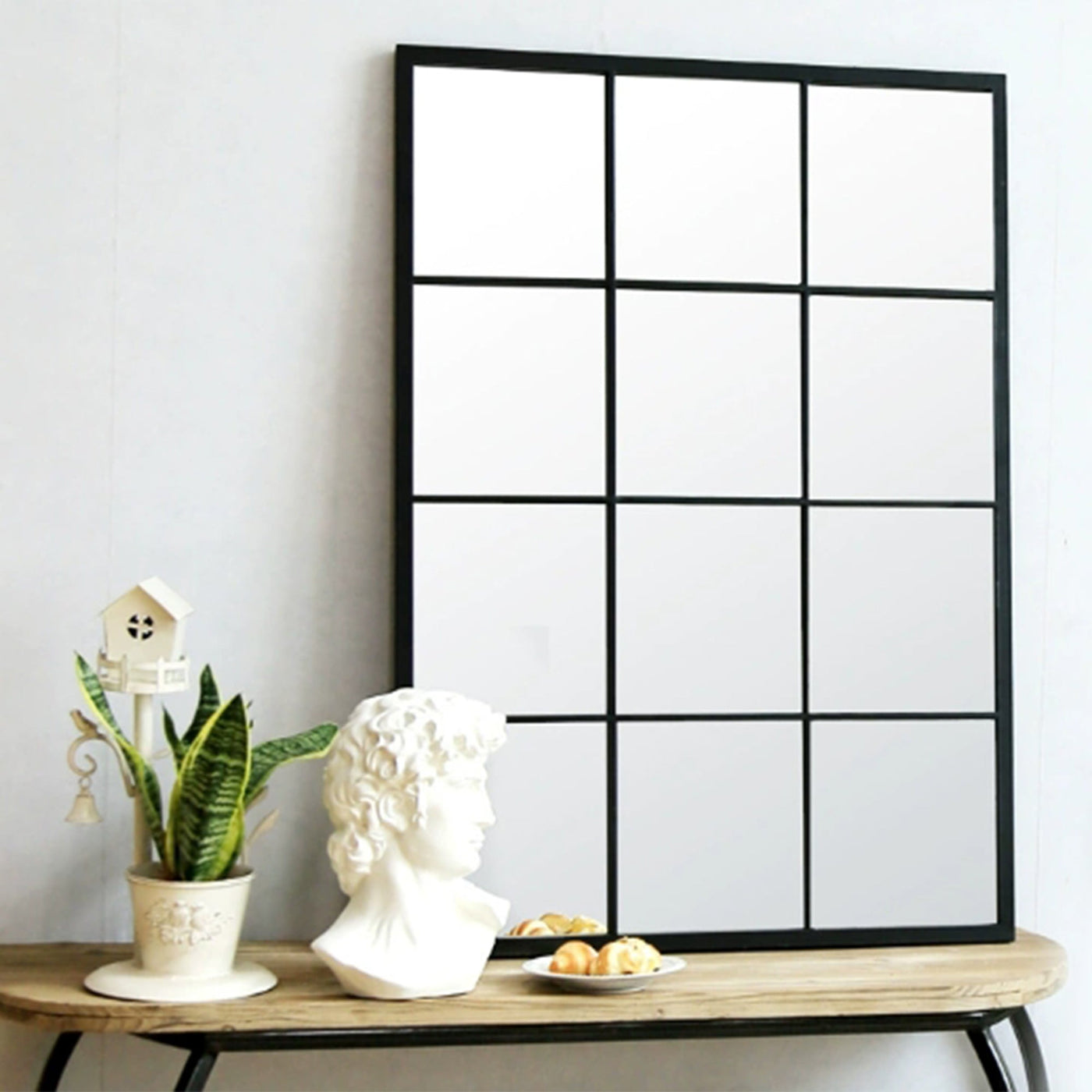 ARYA Miroir mural rectangulaire en fer noir 120x80 cm - Miroirs - Mobilier Deco