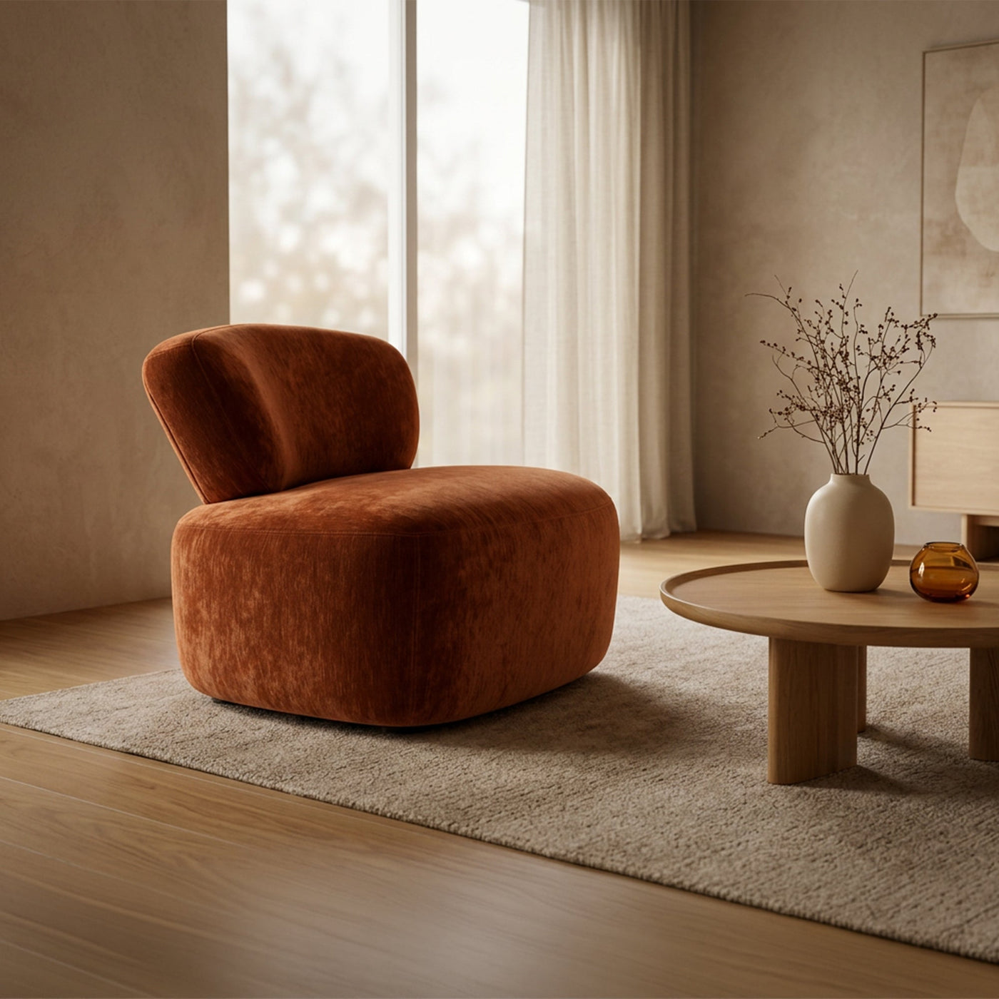 ASTON Fauteuil en tissu terracotta - Fauteuils - Mobilier Deco