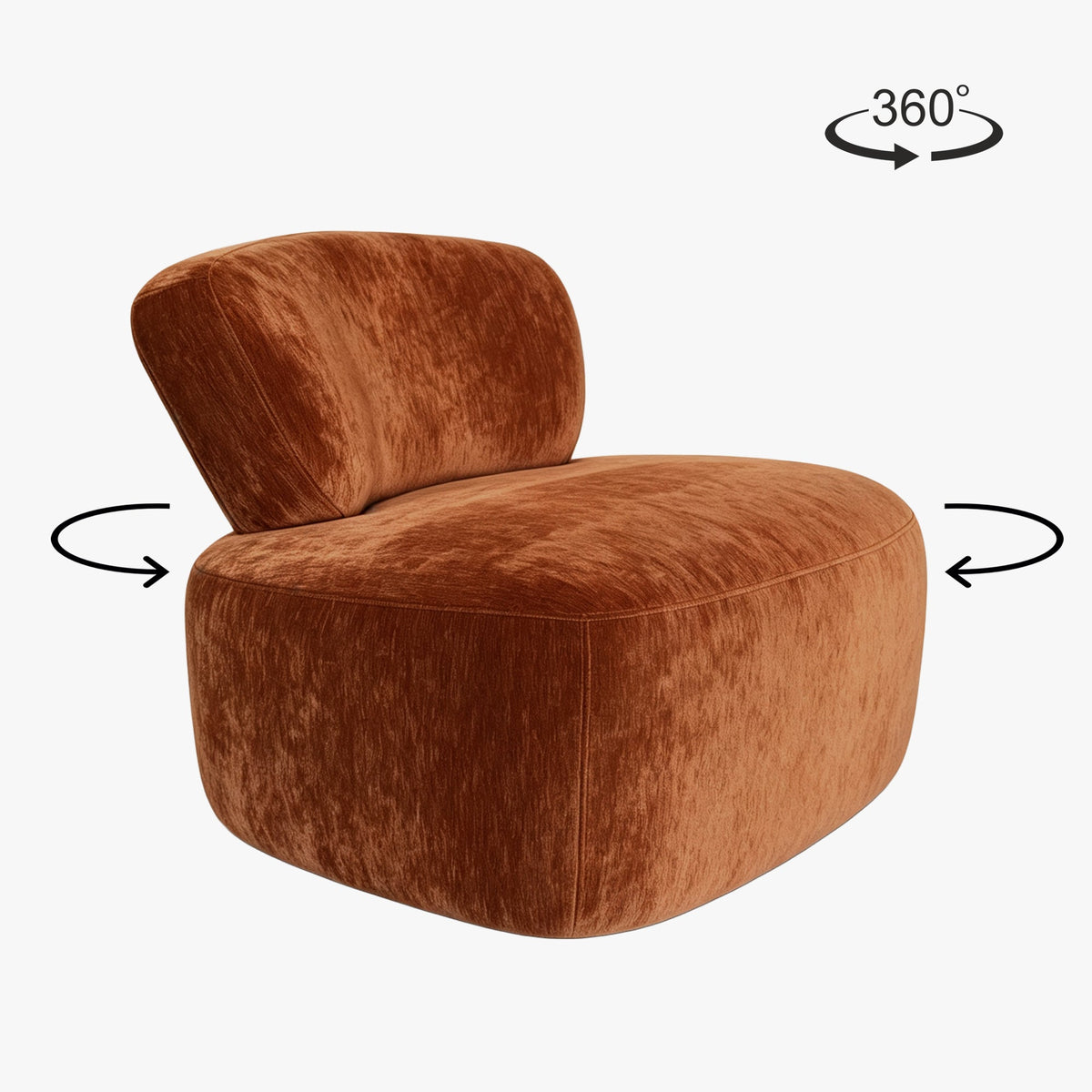 ASTON Fauteuil pivotant en tissu terracotta - Fauteuils - Mobilier Deco
