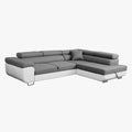 AUBIN Canapé d'angle convertible gris et blanc coffre de rangement - Angle Droit