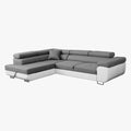 AUBIN Canapé d'angle convertible gris et blanc coffre de rangement - Angle Gauche