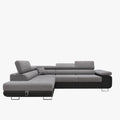 AUBIN Canapé d'angle convertible gris et noir coffre de rangement - Angle Gauche