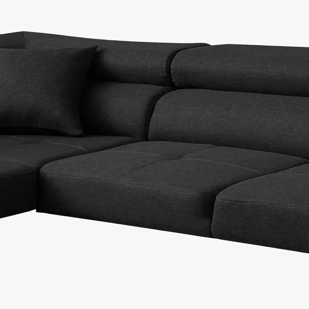 AUBIN Canapé d'angle convertible noir et blanc coffre de rangement - Angle Gauche - Canapé d'angle convertible - Mobilier Deco