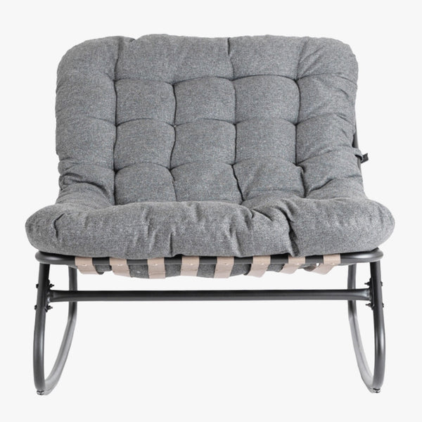 AURORA Fauteuil à bascule en tissu gris pieds en métal noir