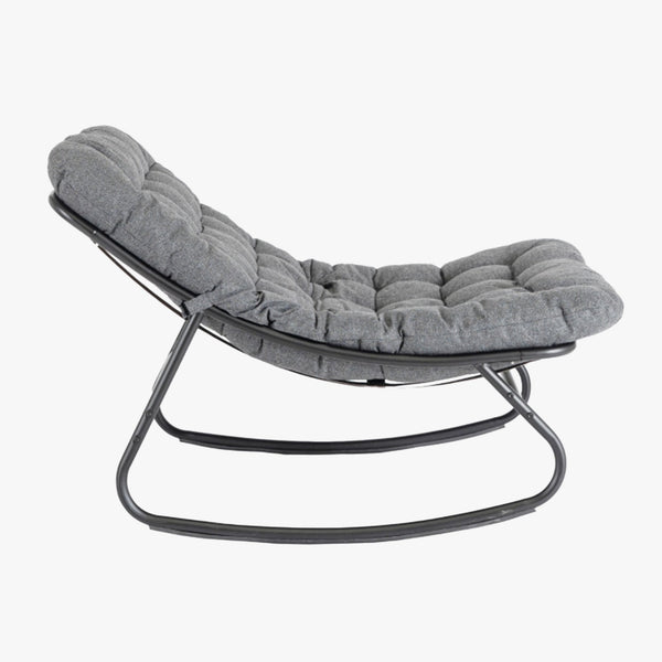 AURORA Fauteuil à bascule en tissu gris pieds en métal noir