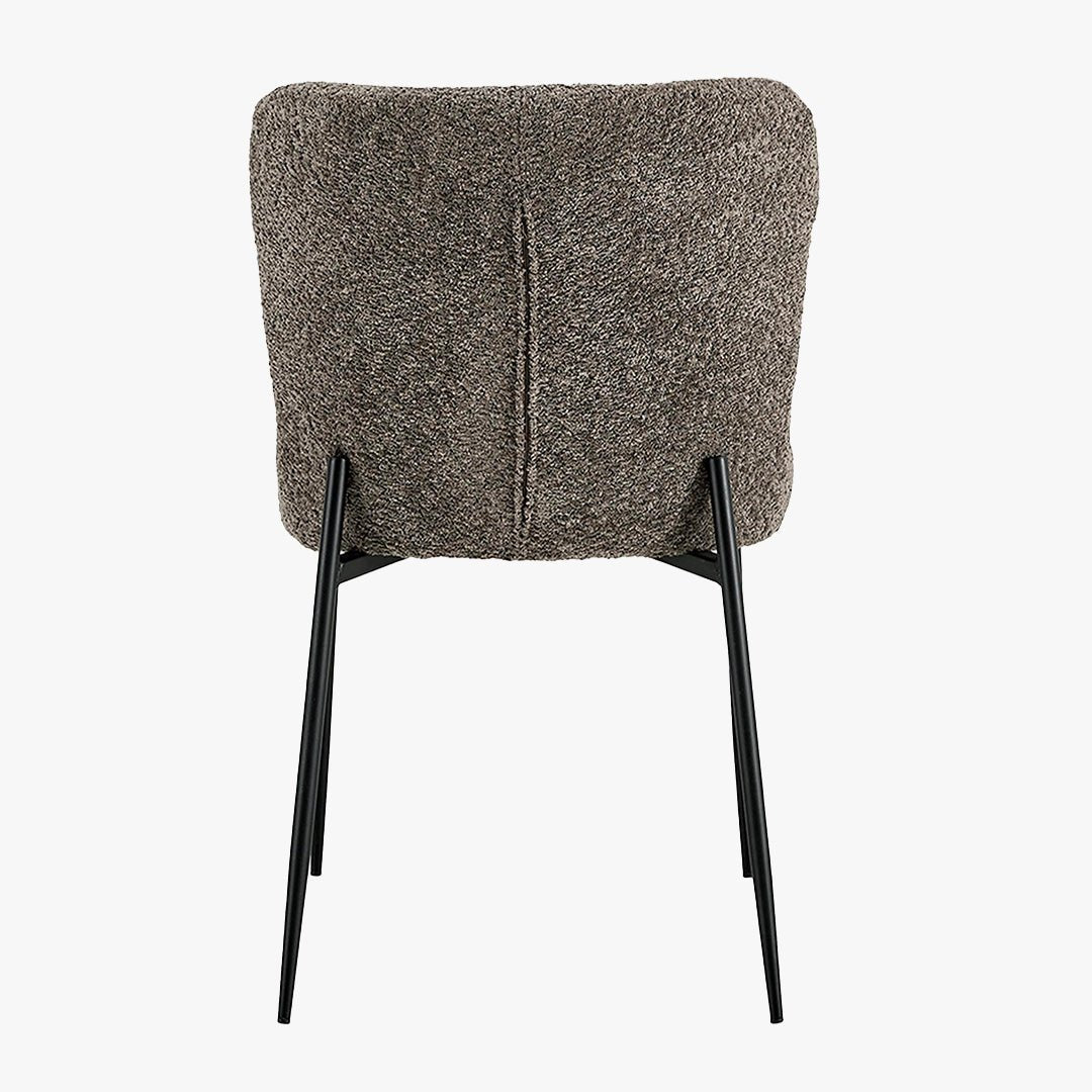 AZEL Lot de 2 chaises tissu bouclette taupe piètement métal noir - Chaise de repas - Mobilier Deco