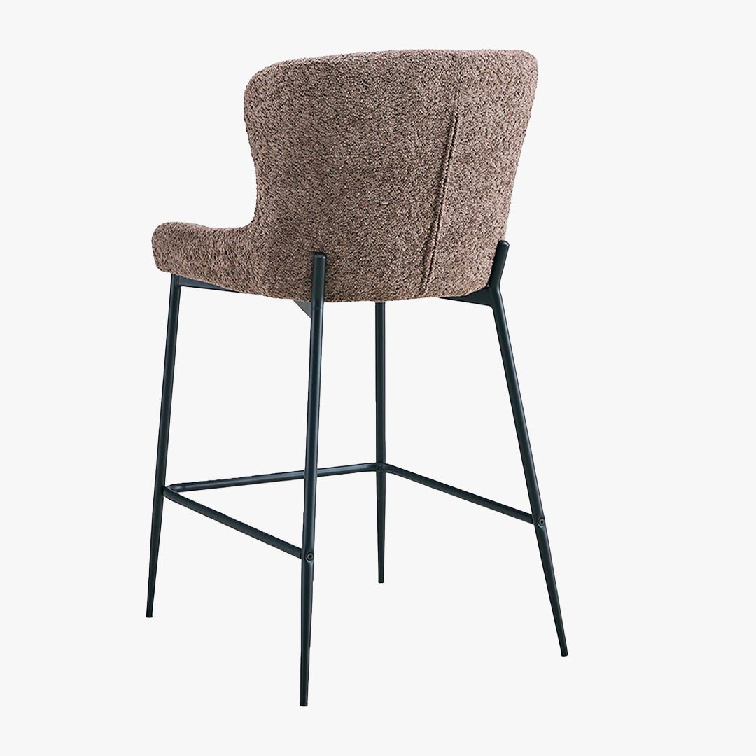 AZEL Lot de 2 tabourets tissu bouclette taupe piètement métal noir - Tabourets - Mobilier Deco