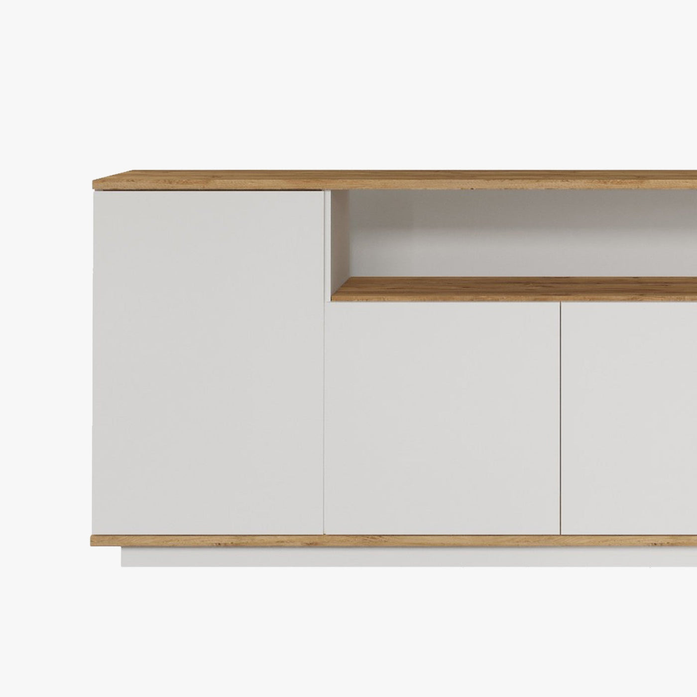 AZELIA Buffet 4 portes 1 niche couleur bois et blanc - Buffet - Mobilier Deco