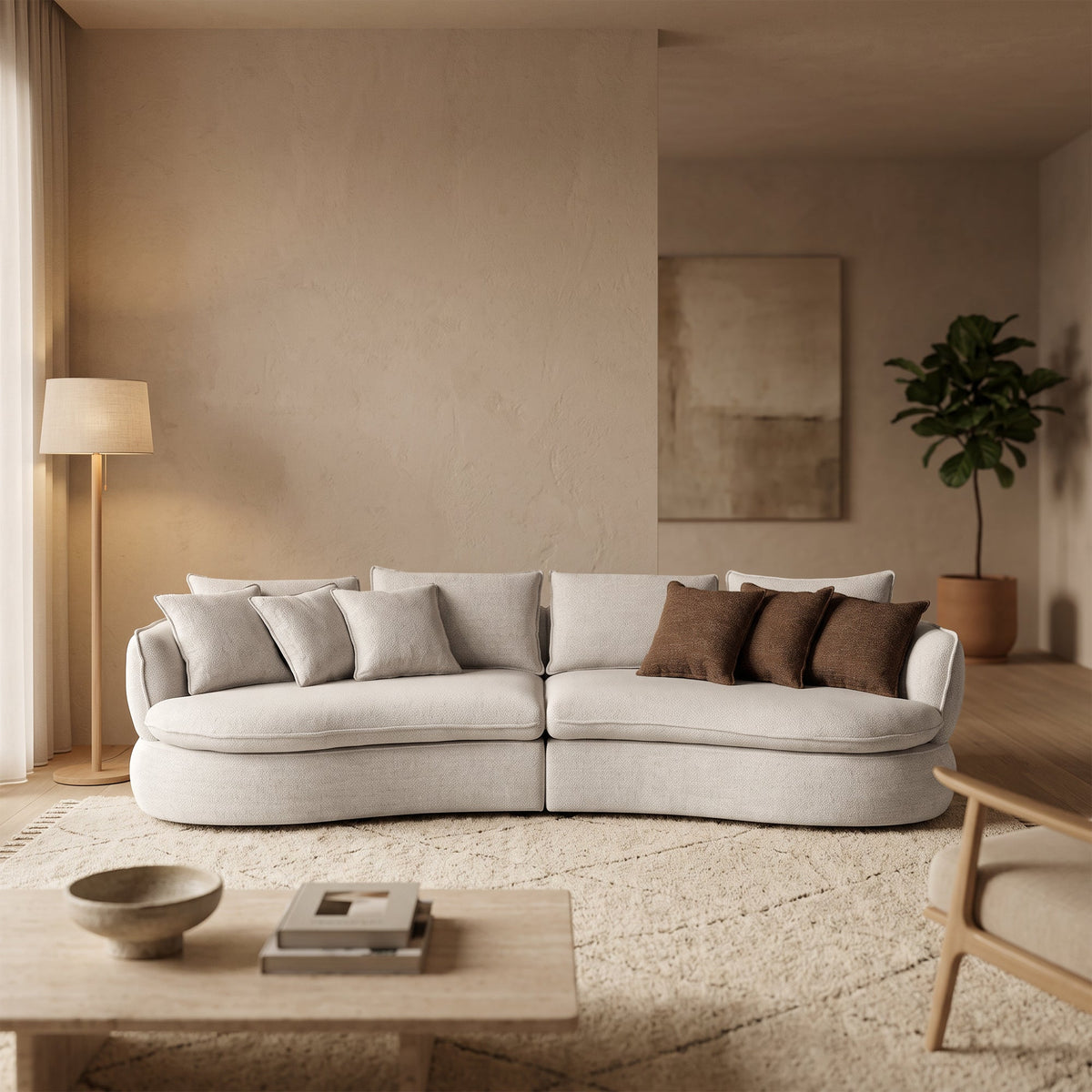 AZRA Canapé 3 places en tissu beige - Canapés fixes - Mobilier Deco
