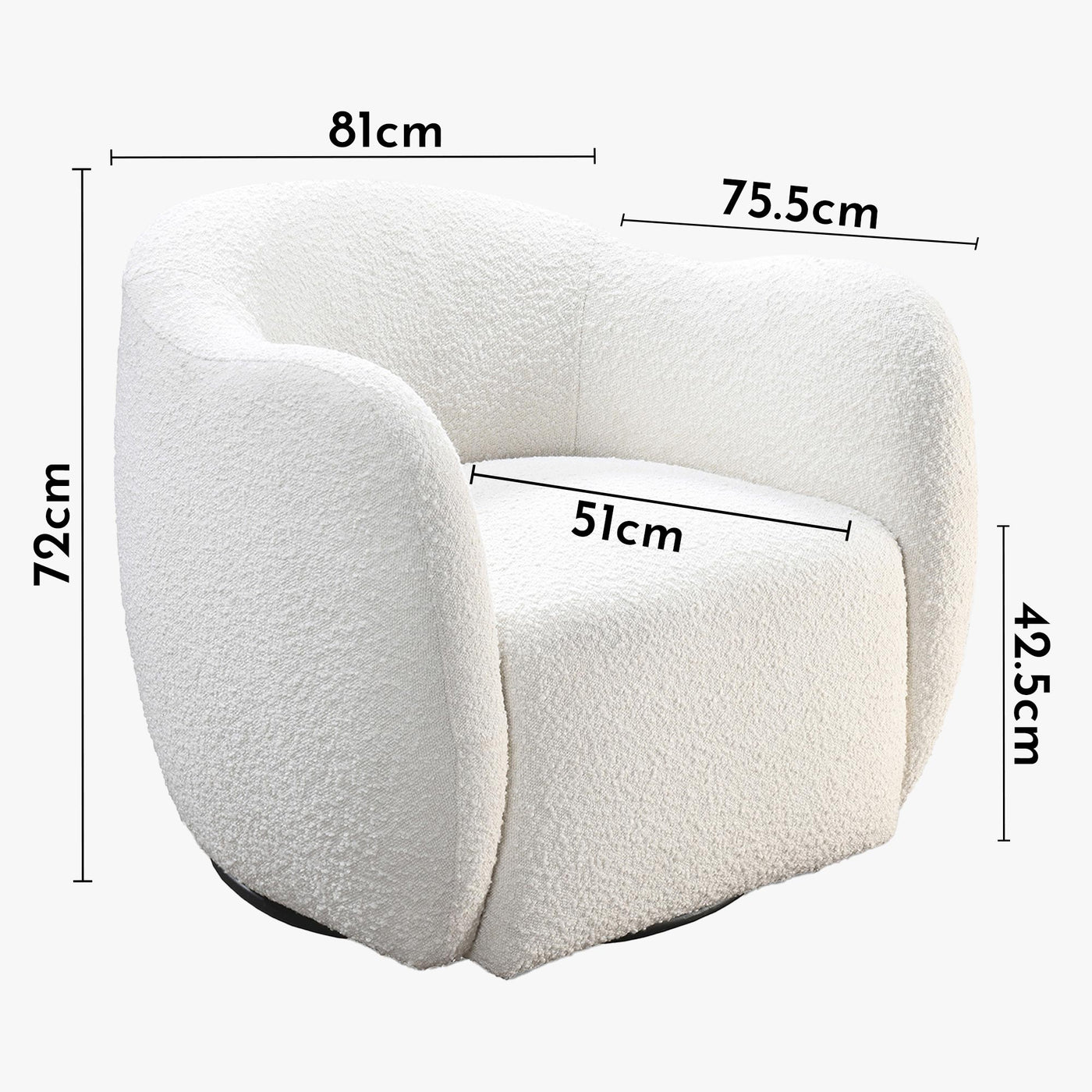 BARCY Fauteuil cabriolet pivotant effet peau de mouton blanc - Fauteuils - Mobilier Deco