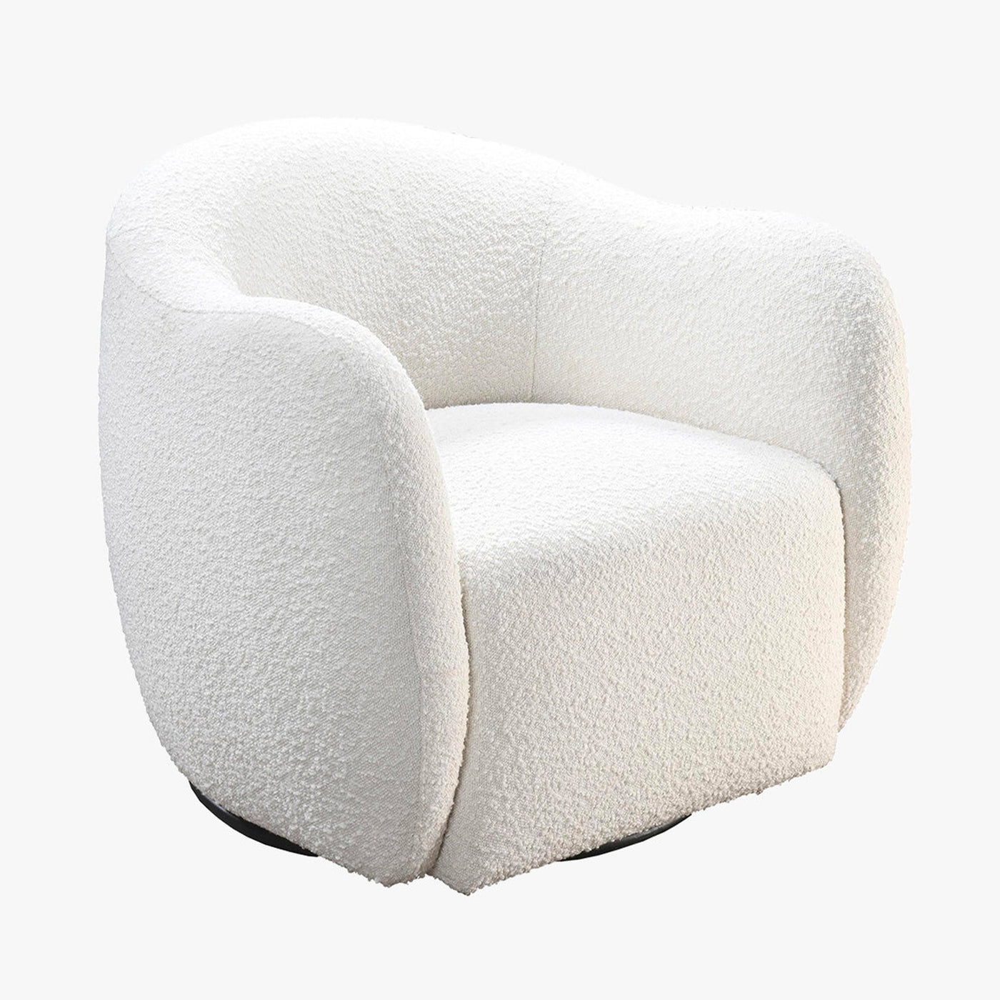 BARCY Fauteuil cabriolet pivotant effet peau de mouton blanc - Fauteuils - Mobilier Deco