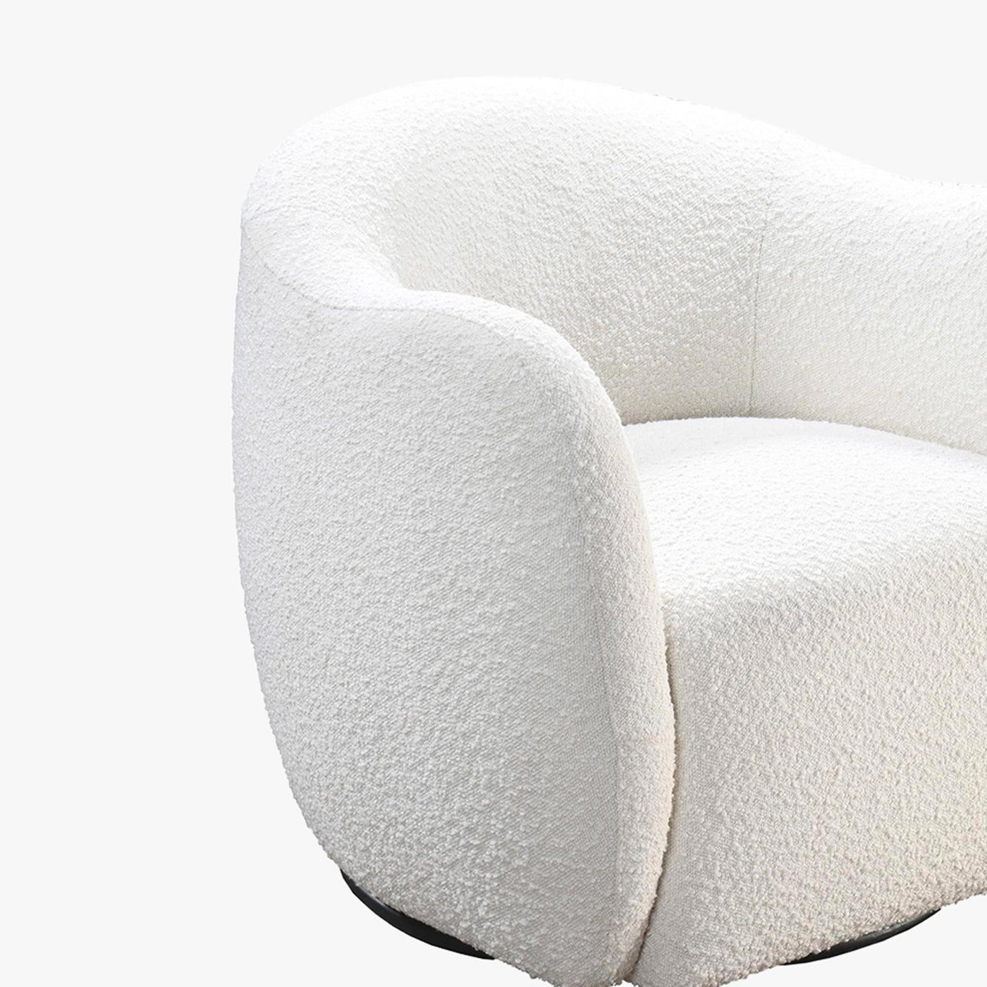 BARCY Fauteuil cabriolet pivotant effet peau de mouton blanc - Fauteuils - Mobilier Deco