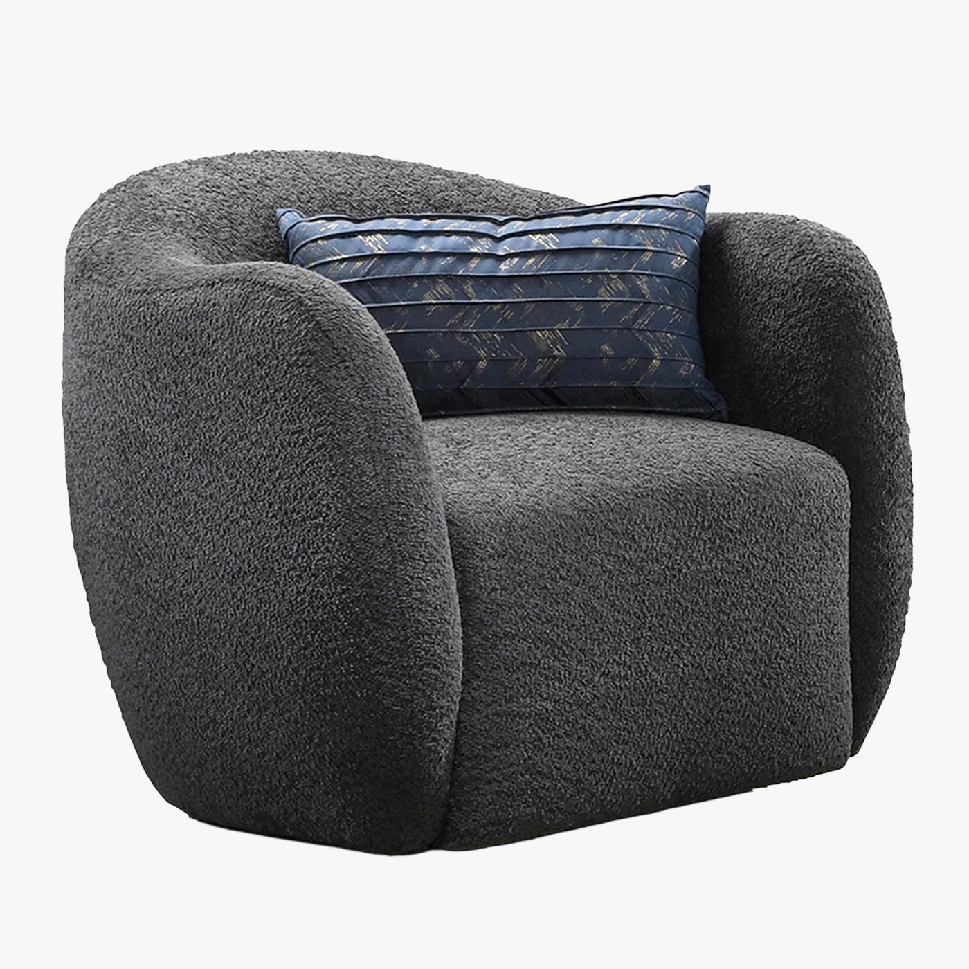 BARCY Fauteuil cabriolet pivotant effet peau de mouton gris foncé - Fauteuils - Mobilier Deco
