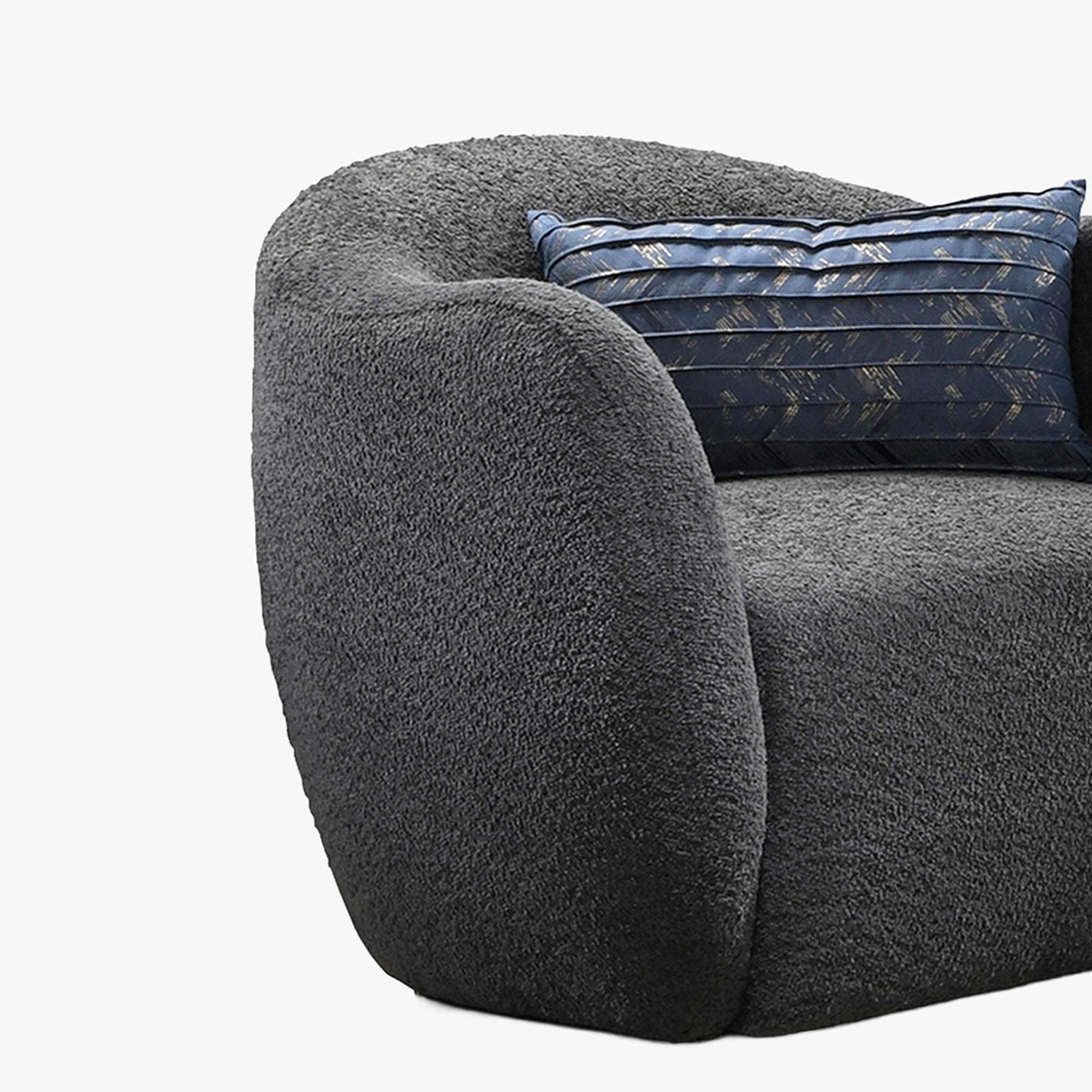 BARCY Fauteuil cabriolet pivotant effet peau de mouton gris foncé - Fauteuils - Mobilier Deco