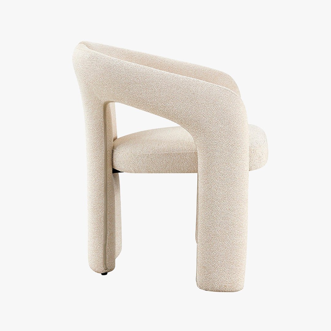 BEJA Fauteuil en tissu bouclette beige - Fauteuils - Mobilier Deco