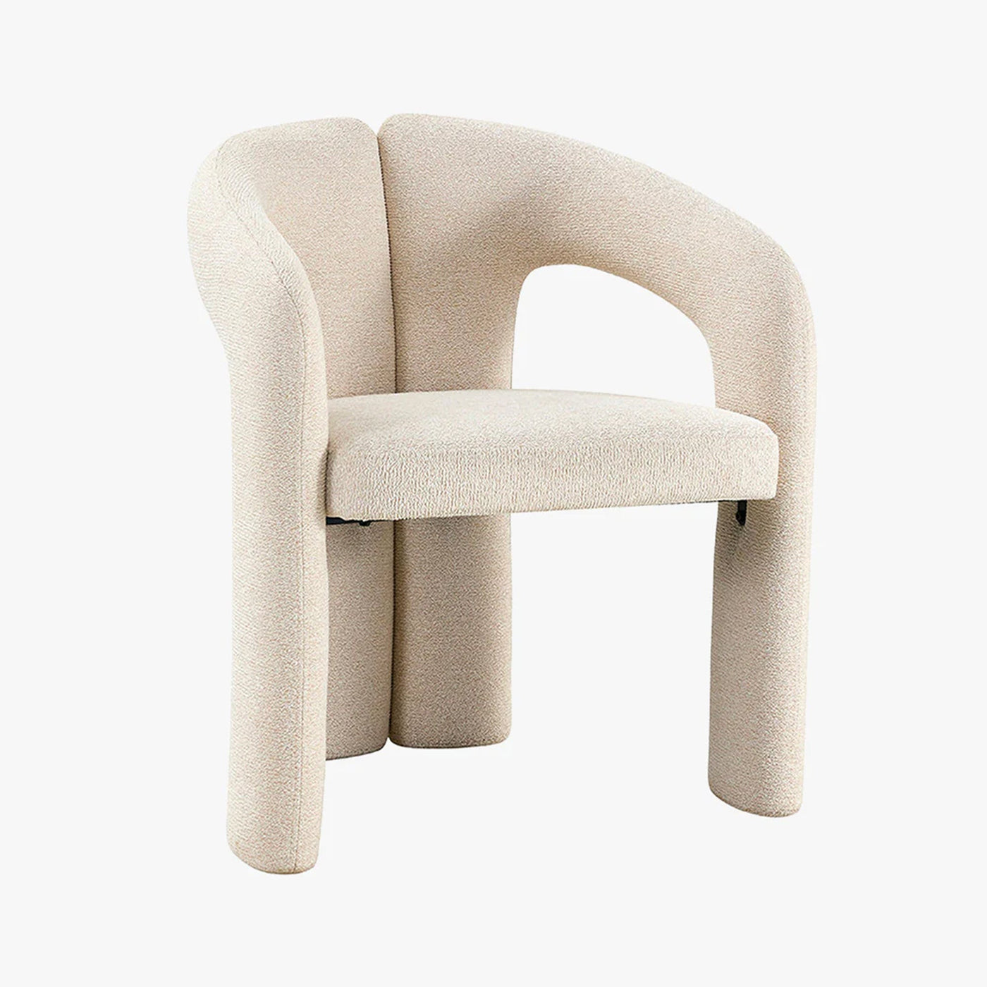 BEJA Fauteuil en tissu bouclette beige - Fauteuils - Mobilier Deco