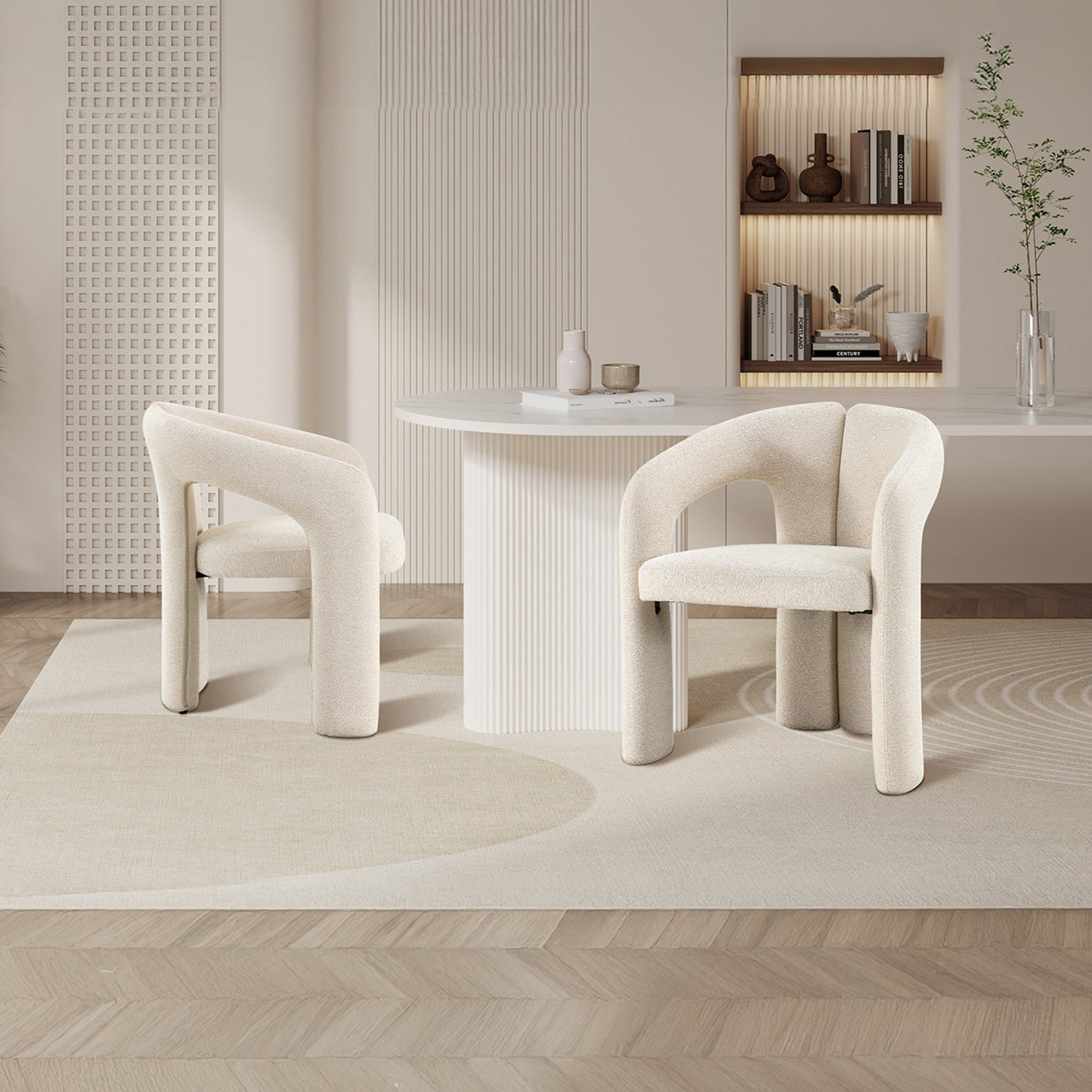 BEJA Fauteuil en tissu bouclette beige - Fauteuils - Mobilier Deco